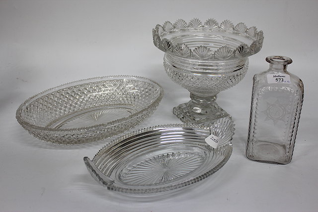 Appraisal: A VICTORIAN HOBNAIL CUT GLASS BOWL with faceted stem and