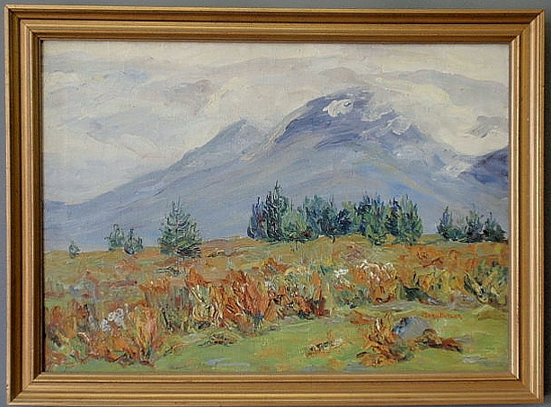 Appraisal: Butler Mary Cable American - oil on canvas mountain landscape