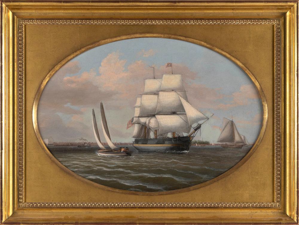 Appraisal: ATTRIBUTED TO THOMAS BIRCH AMERICA TH CENTURY AMERICAN PACKET SHIP