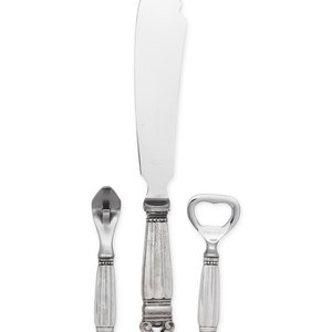 Appraisal: A Group of Three Georg Jensen Acorn Silver Flatware Articles