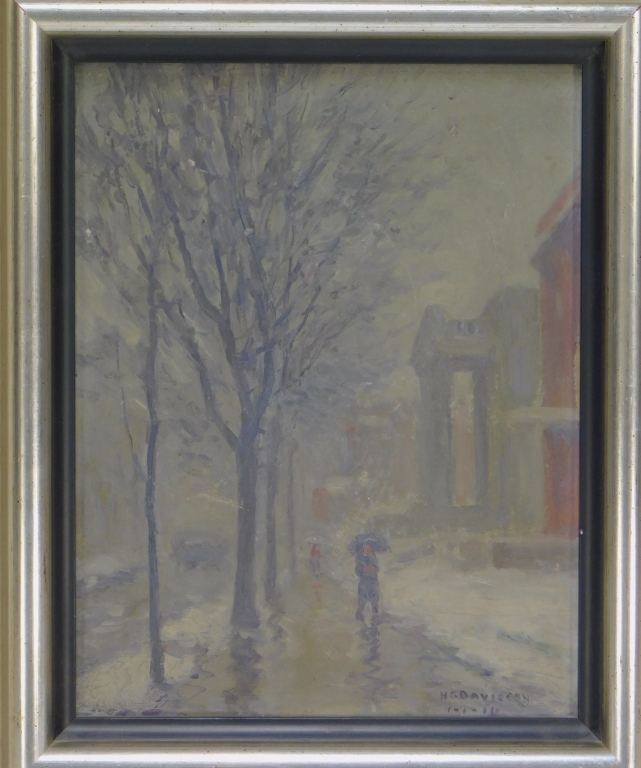 Appraisal: HOMER DAVISSON IMPRESSIONIST CITYSCAPE PAINTING Homer Gordon DavissonIndiana - Winter