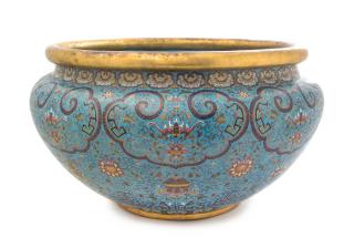 Appraisal: A Large Cloisonne Enamel Fish Bowl A Large Cloisonne Enamel