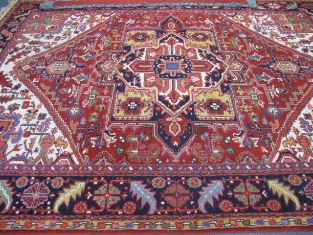 Appraisal: Malayer Persian Handmade Rug elaborate geometric central medallion geometric stylized