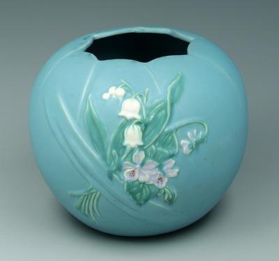 Appraisal: Weller vase bouquet of flowers matte blue ground base marked