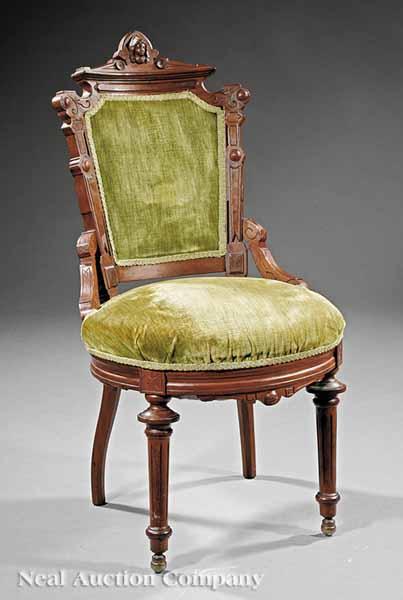 Appraisal: An American Renaissance Carved and Burl Walnut Side Chair mid-