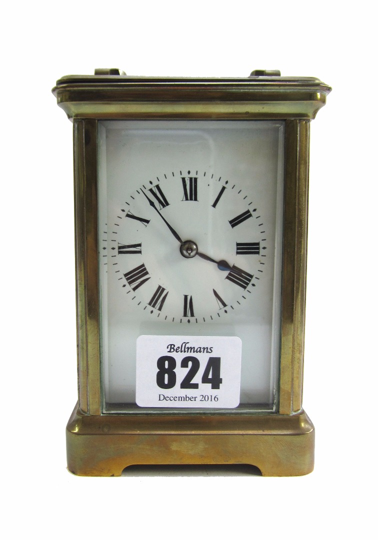 Appraisal: A French brass cased carriage clock early th century with