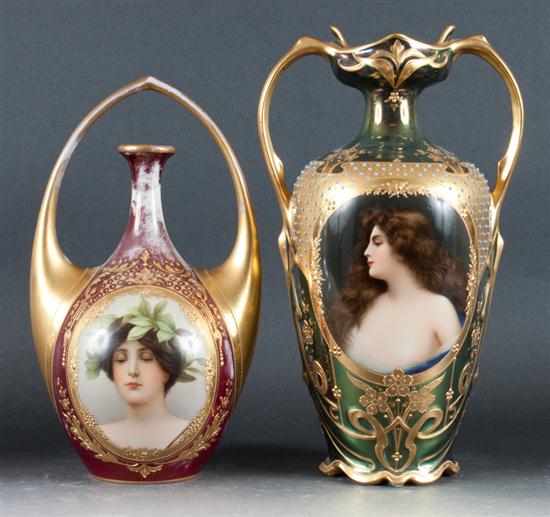 Appraisal: Royal Vienna porcelain portrait vase and a Vienna porcelain portrait