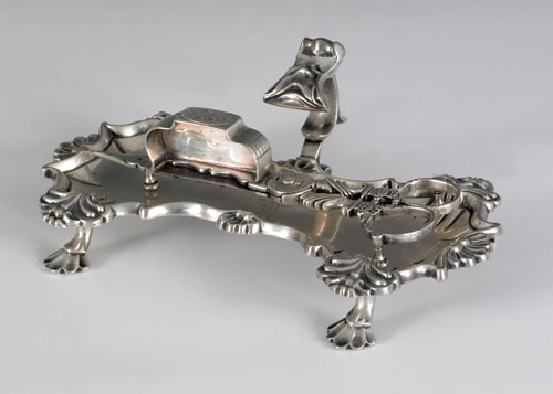 Appraisal: English silver snuffer and undertray ca - and - bearing