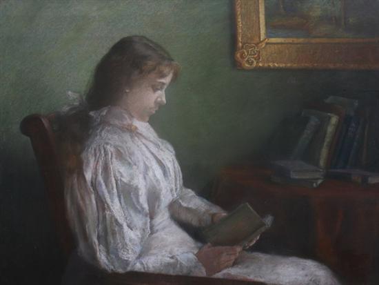 Appraisal: AMERICAN SCHOOL early th century YOUNG GIRL READING pastel -