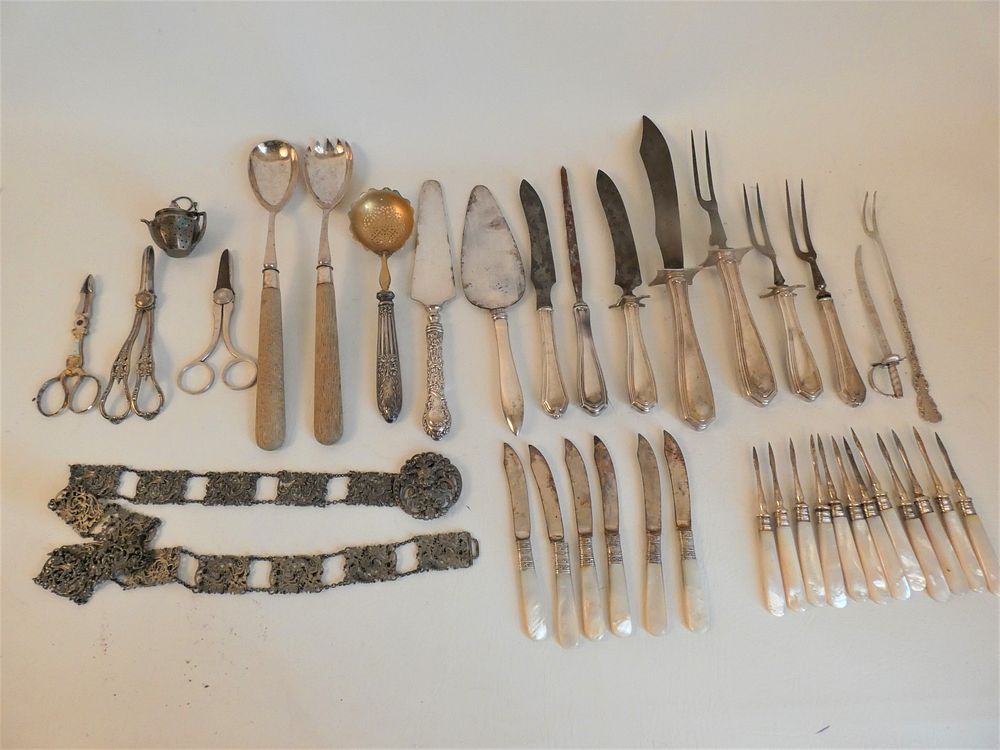 Appraisal: LOT OF SILVER SILVER PLATED ITEMS Includes picks and fruit