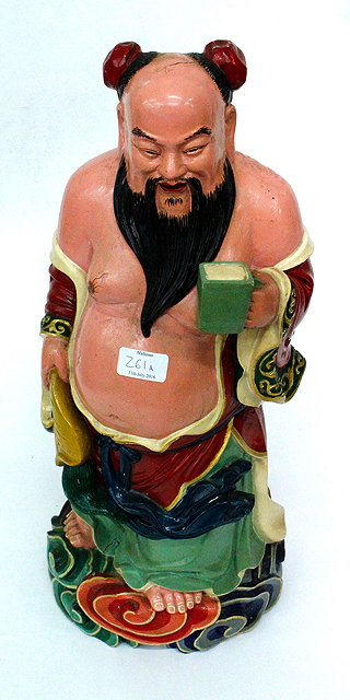 Appraisal: A PAINTED CARVED WOODEN CHINESE TEMPLE FIGURE cm in height