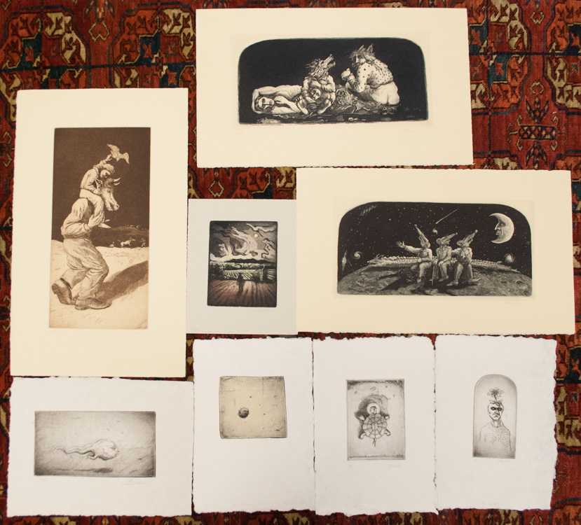 Appraisal: THOMAS WOOD EIGHT ETCHINGS Washington born Various fantasy figures Each