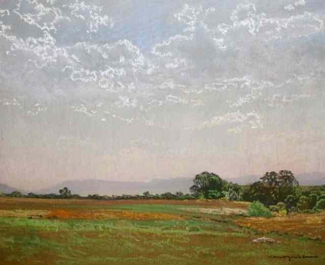 Appraisal: TH CENTURY SOUTH AFRICAN SCHOOLAn open landscape with distance mountains