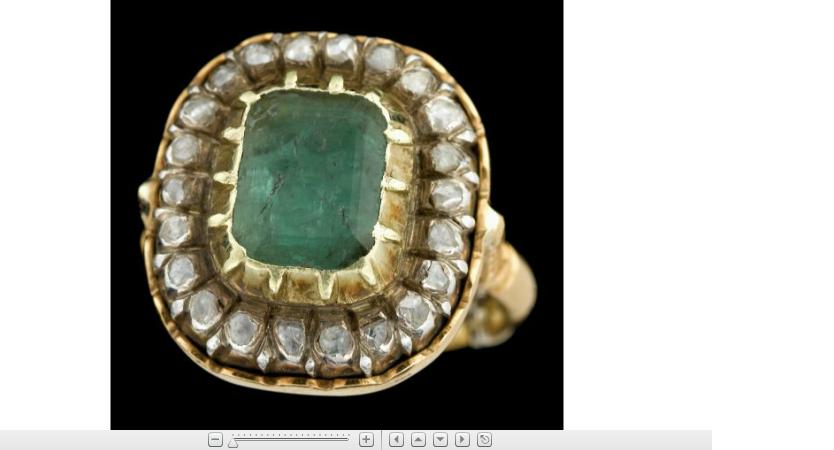 Appraisal: Antiqued karat yellow gold emerald and diamond ringgeorgian style