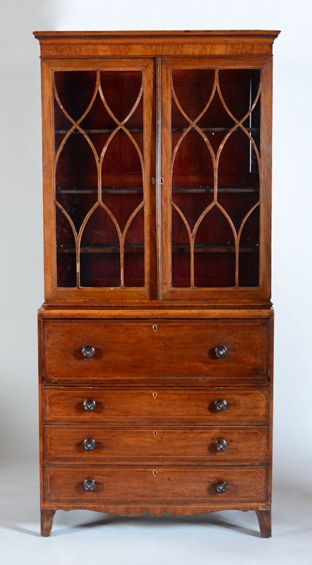 Appraisal: GEORGE III MAHOGANY SECRETAIRE BOOKCASE ft in x x in