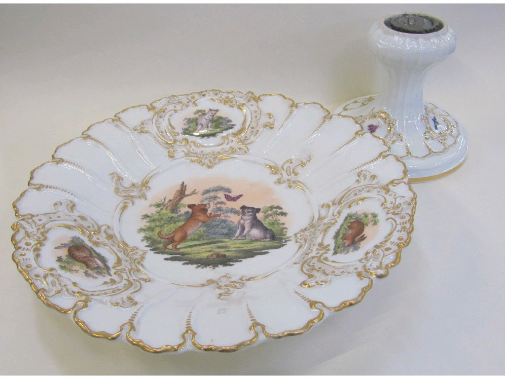 Appraisal: Meissen porcelain tazza the plate painted centrally with a scene