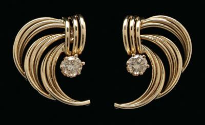 Appraisal: Champagne diamond earrings jackets pair round brilliant-cut golden champagne diamonds