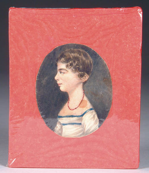 Appraisal: OVAL MINIATURE OF YOUNG GIRL Early th Century Half side