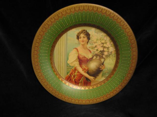 Appraisal: Victorian Tin Lithograph Maiden Plate excellent