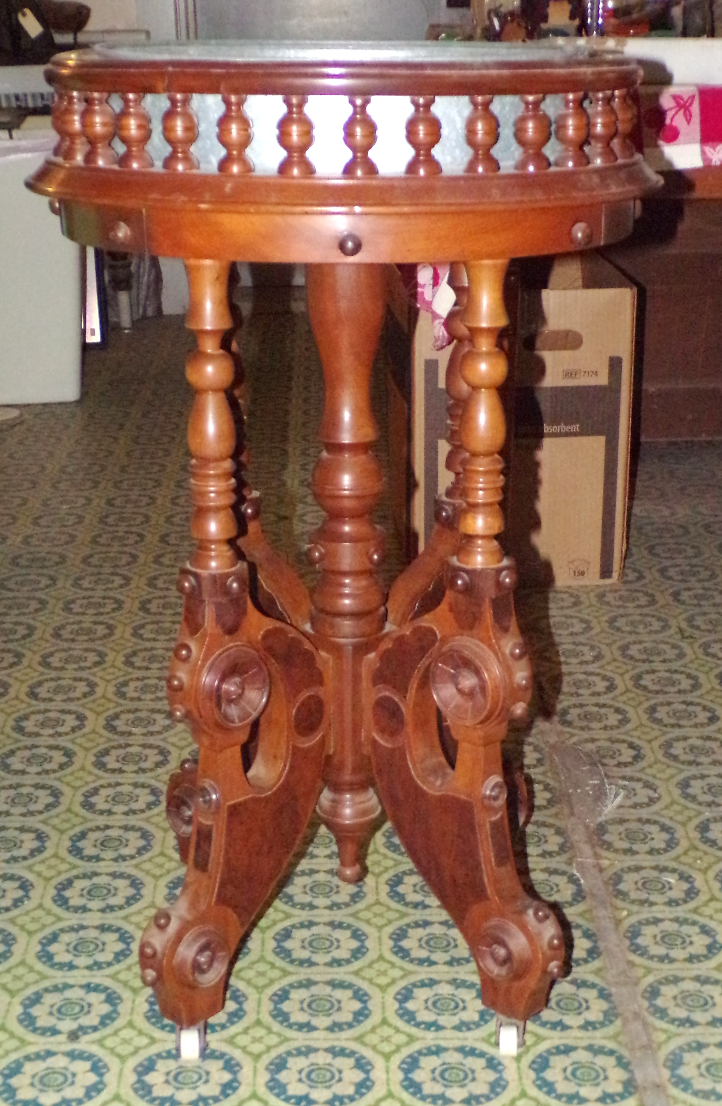 Appraisal: Victorian walnut and mixed woods plant stand with gallery x