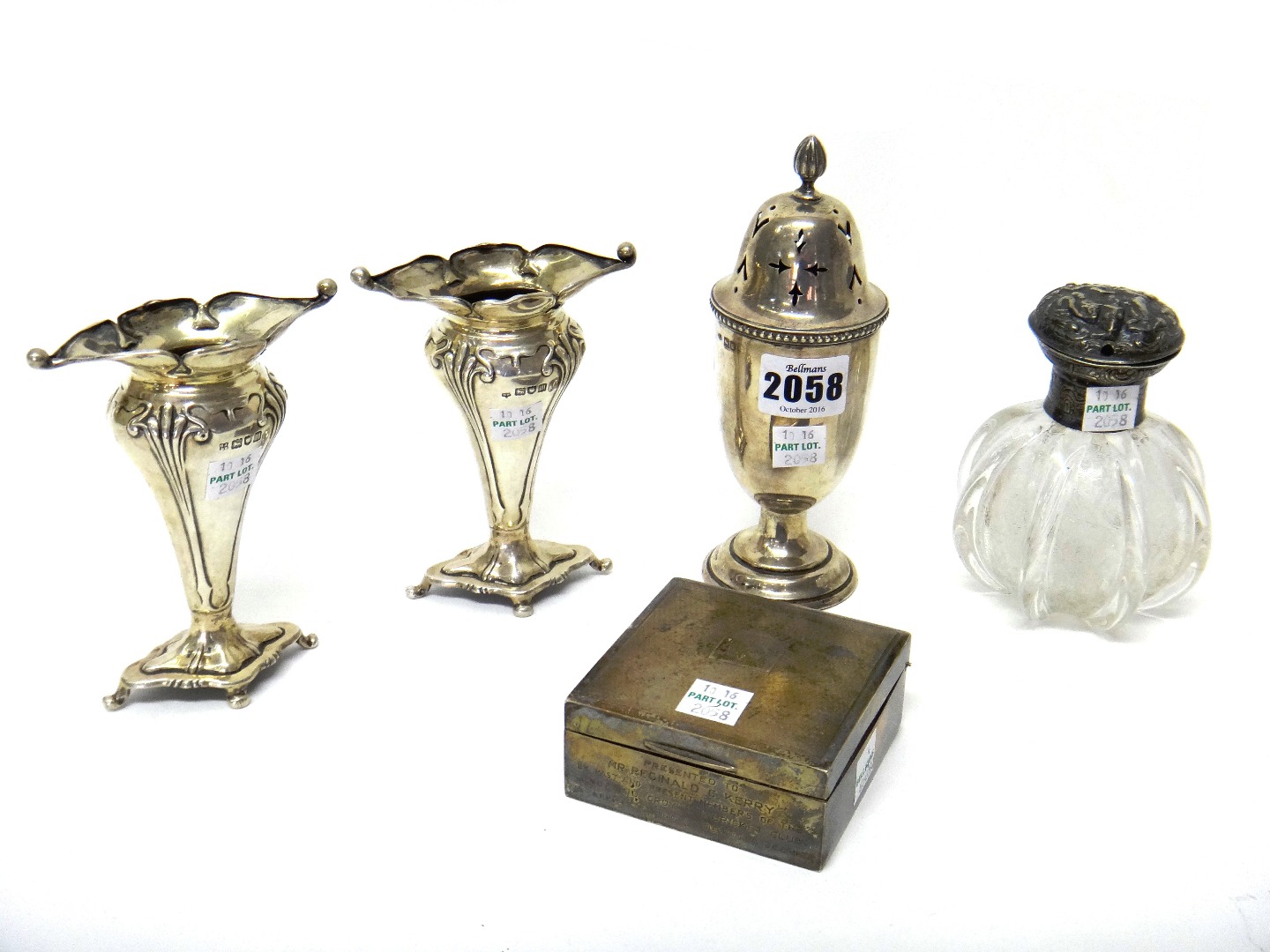 Appraisal: Silver and silver mounted wares comprising a sugar caster London