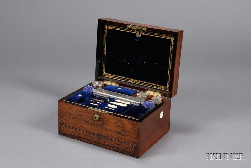 Appraisal: Late Victorian Edwardian Rosewood Necessaire Box early th century rectangular