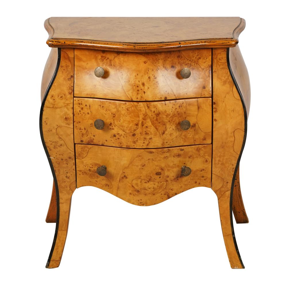 Appraisal: DIMINUTIVE ITALIAN BOMBE COMMODE th century having three drawers inches