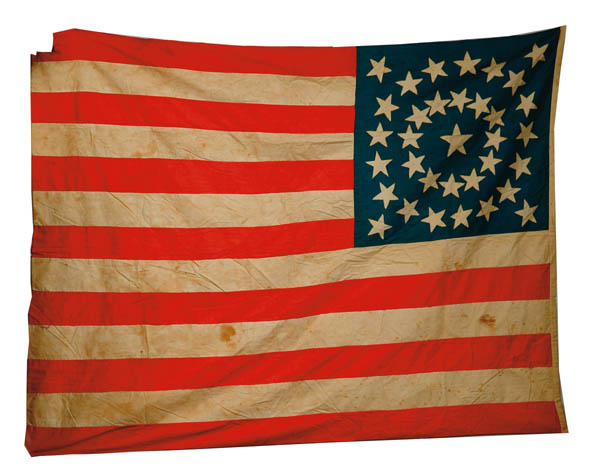 Appraisal: CIVIL WAR STAR AMERICAN FLAG x Flag is entirely hand-sewn