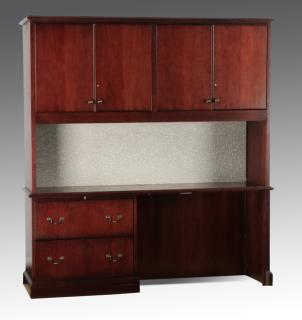 Appraisal: Contemporary mahogany cabinet Contemporary mahogany storage cabinet with double upper