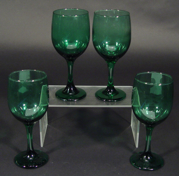 Appraisal: Set of four hand blown green wine glasses each cm