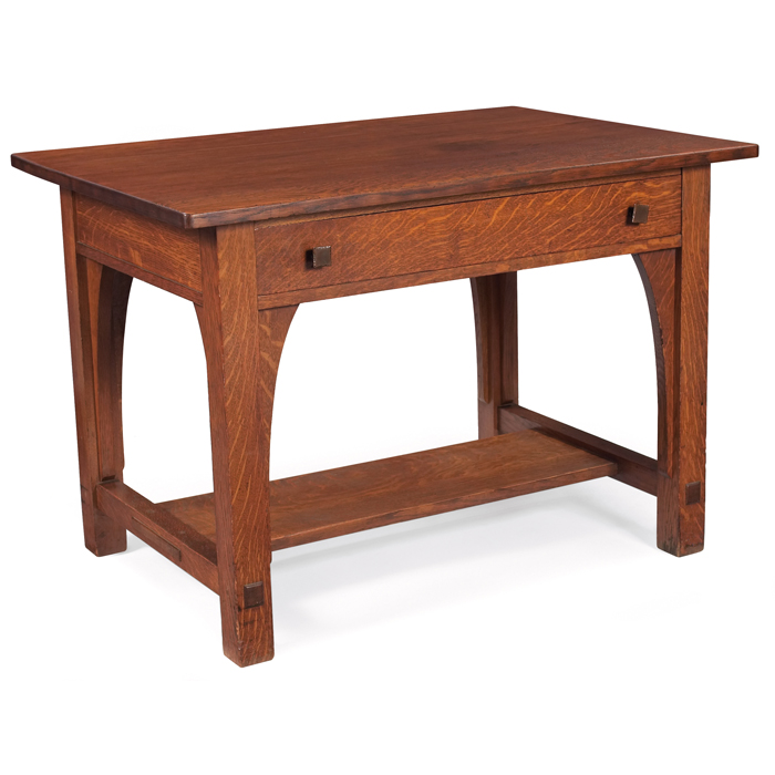 Appraisal: Limbert library table rectangular top above a single drawer and