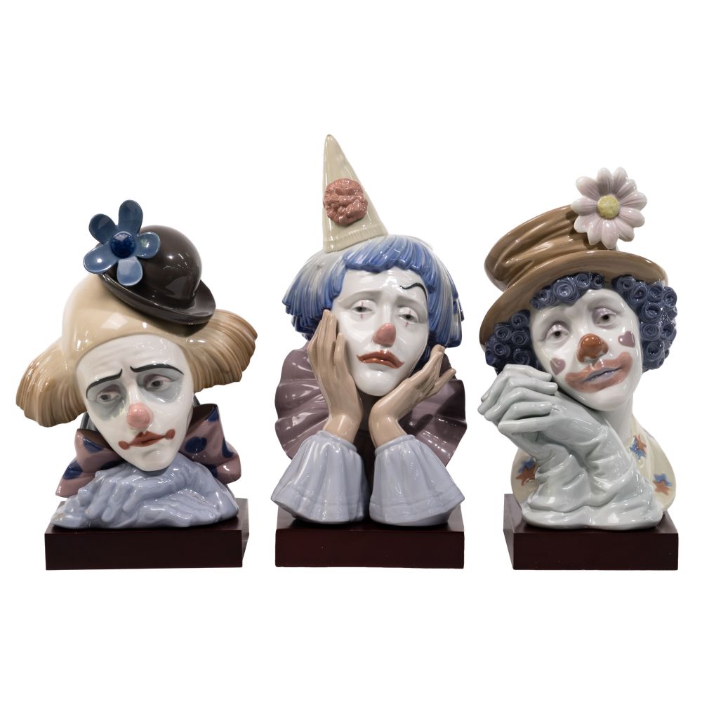 Appraisal: LLADRO CLOWN FIGURINE ASSORTMENT items including Pensive Clown Jester and