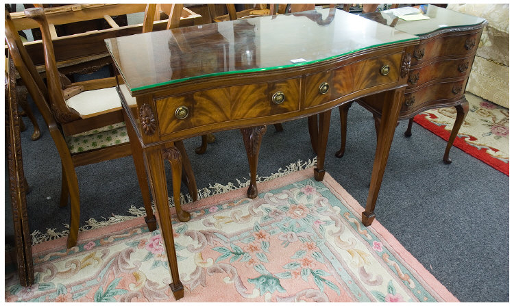 Appraisal: Mahogany Serpentine Fronted Side Table Two Short Drawers Raised On