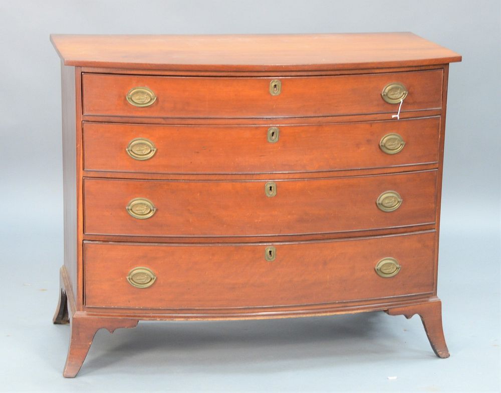 Appraisal: Federal Cherry Bowed Front Chest with four drawers on flared