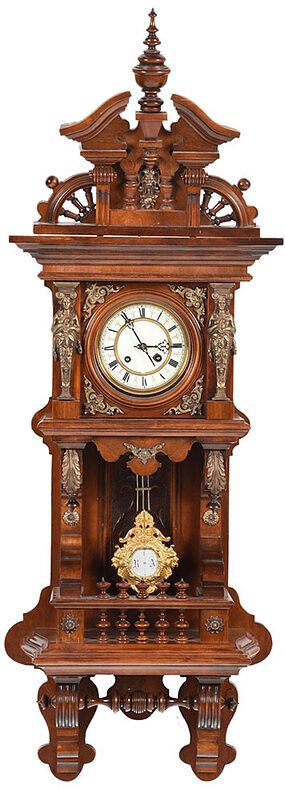 Appraisal: German Open Well Wall Clock with Figural Caryatids late th