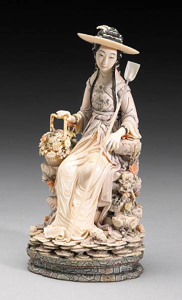 Appraisal: A fine tinted ivory figure of a beauty in European