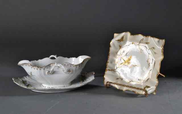 Appraisal: Pieces Porcelain Including Etienne FilsTo include a gravy boat and