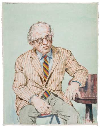 Appraisal: PHILIP REISMAN Portrait of a Seated Man Watercolor on heavy