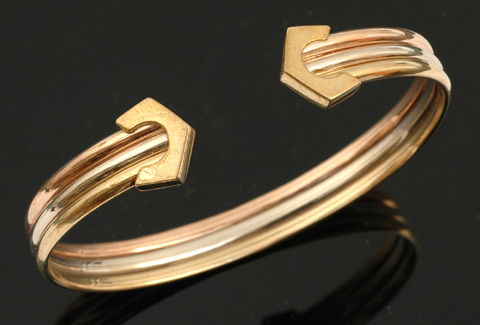 Appraisal: CT GOLD TRI COLOUR CUFF BANGLE WEIGHING GMS