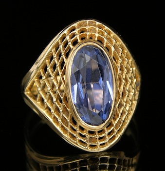 Appraisal: A Vintage Russian k Gold Ring Set with a Sapphire