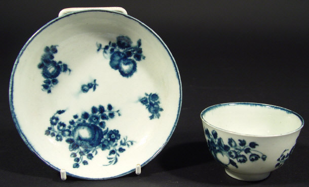 Appraisal: th Century Worcester tea bowl and saucer printed with blue