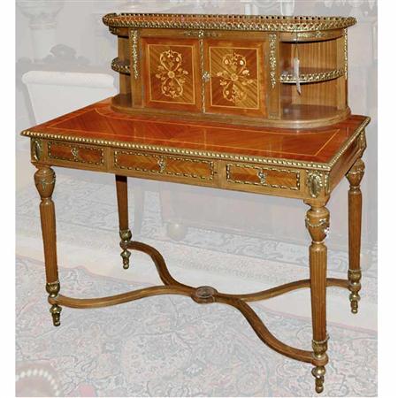 Appraisal: Louis XVI Style Gilt-Metal Mounted Marquetry Bonheur du Jour Estimate