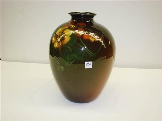 Appraisal: OHIO ART POTTERY VASE Probably Weller with Pansy decoration Brown