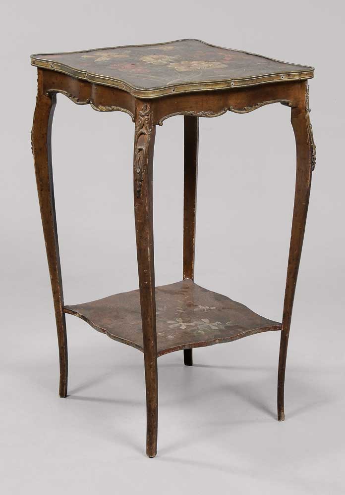 Appraisal: Louis XV Style Paint-Decorated Two- Tier Stand French late th