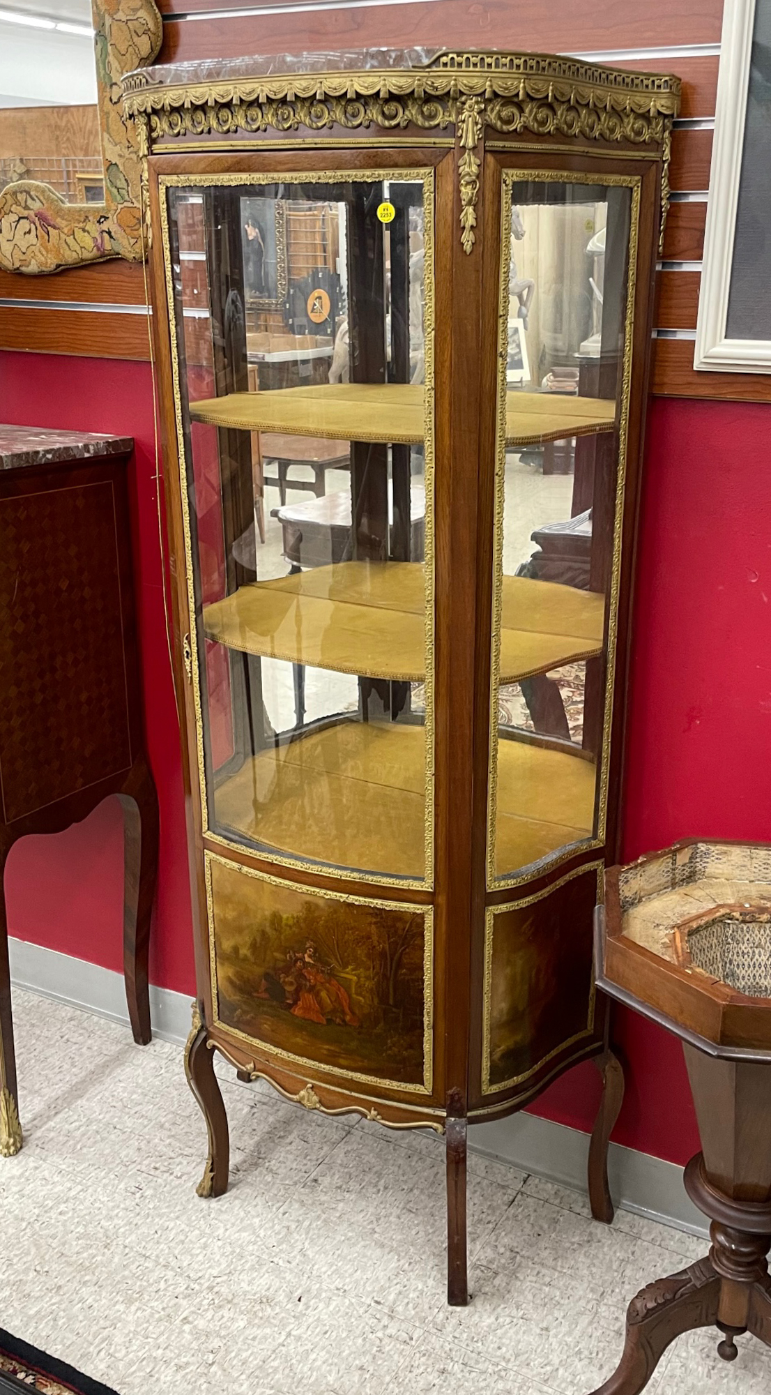 Appraisal: French Vernis Martin Marble Top Vitrine Cabinet- x x ''-