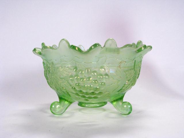 Appraisal: Northwood '' Footed Carnival Bowl '' high with grape leaf