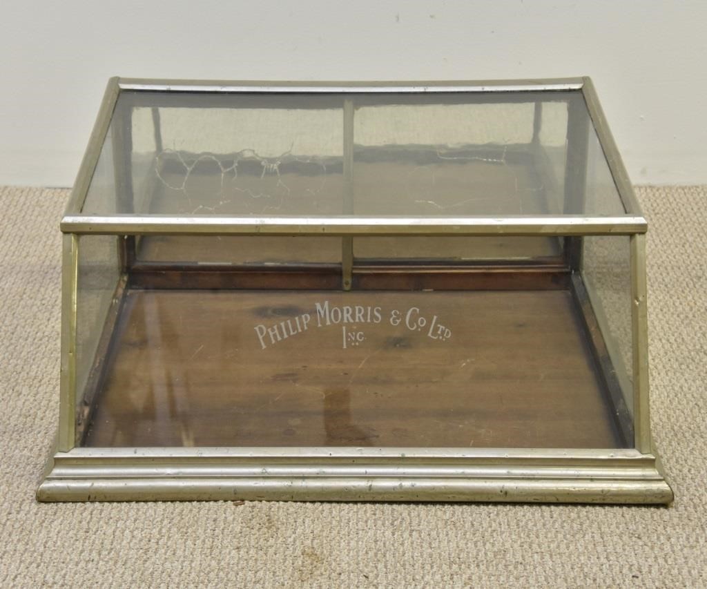 Appraisal: Philip Morris glass and nickel countertop display case with two