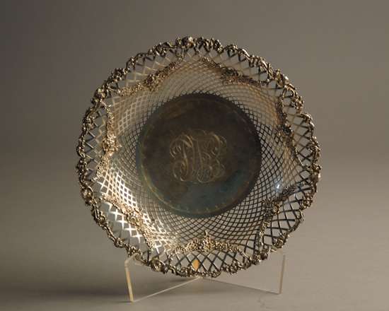 Appraisal: A J E Caldwell Sterling Reticulated Bowl with appled rococo