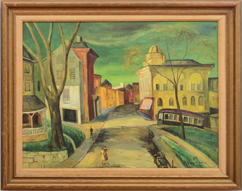 Appraisal: ATTRIBUTED TO MARGUERITE ZORACH - FRONT STREET BATH ME Oil