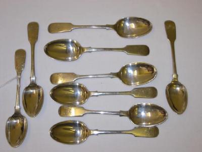 Appraisal: SIX VICTORIAN TEASPOONS Fiddle pattern initialled Sheffield and three others